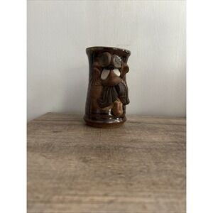 Vintage Mahon Art Pottery Funny Face Mug Stoneware Man w/ Bewildered Expression